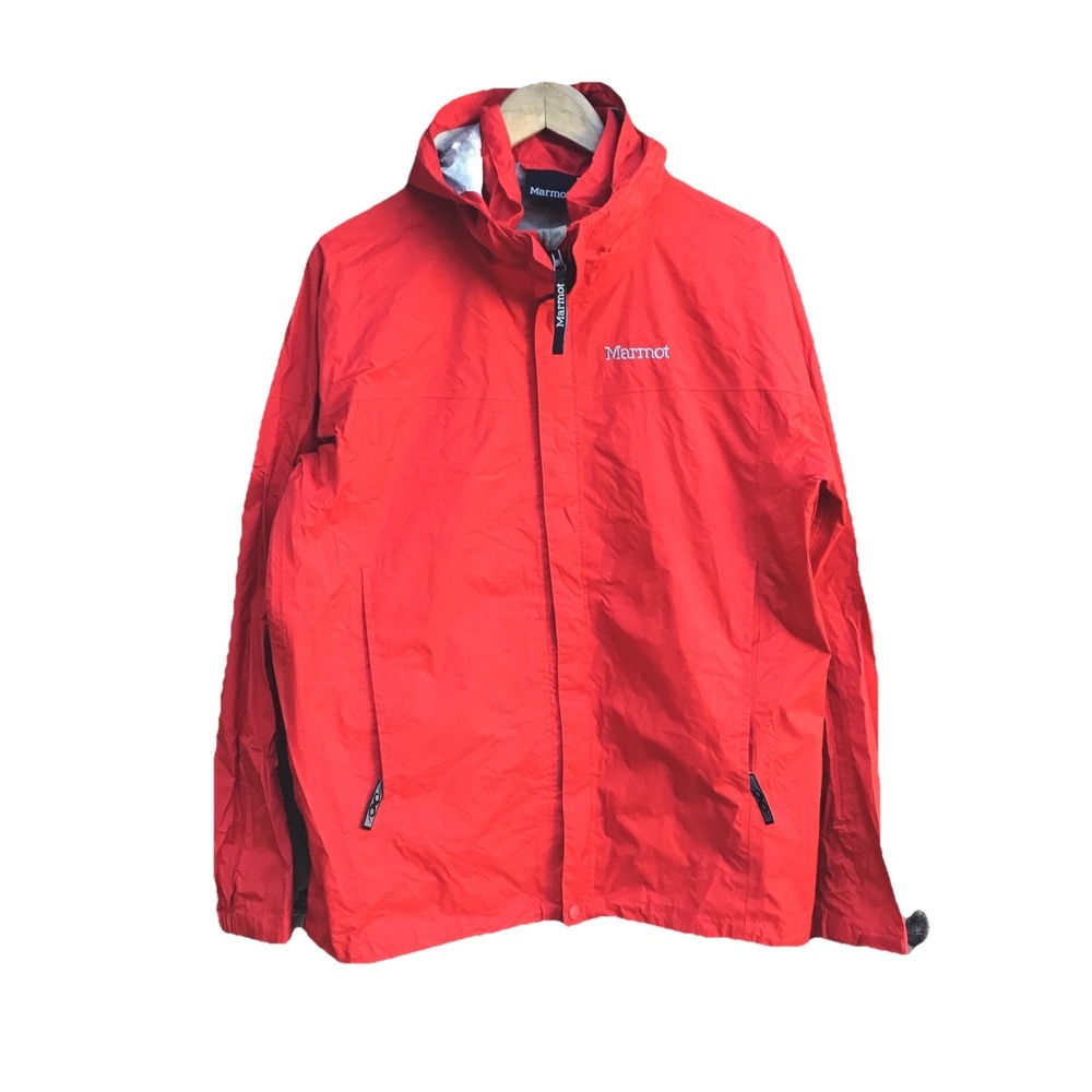 Marmot PreCip Men's Medium Red Hooded Rain Jacket Waterproof Lightweight